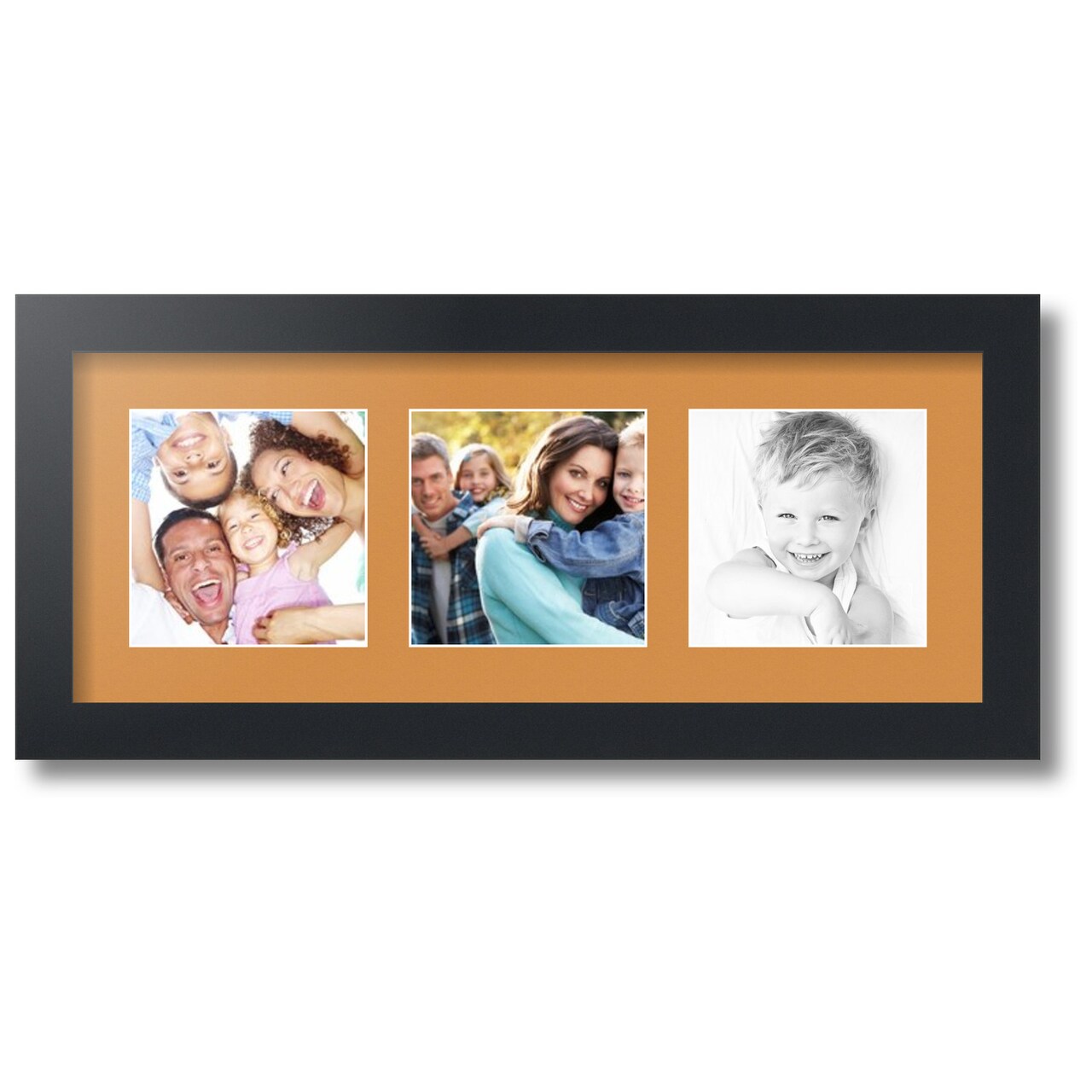 ArtToFrames Collage Photo Picture Frame with 3 - 5x5 inch Openings, Framed in Black with Over 62 Mat Color Options and Regular Glass (CSM-3926-95)